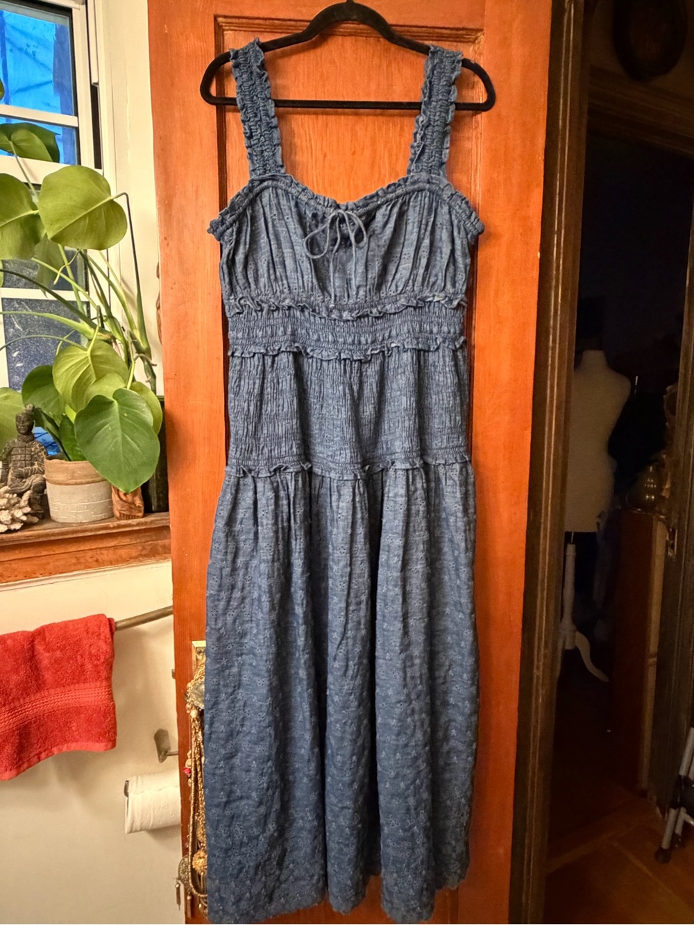 Gap × DÔEN Midi Blue Eyelet Denim Dress Size Large NWT - Picture 16 of 16